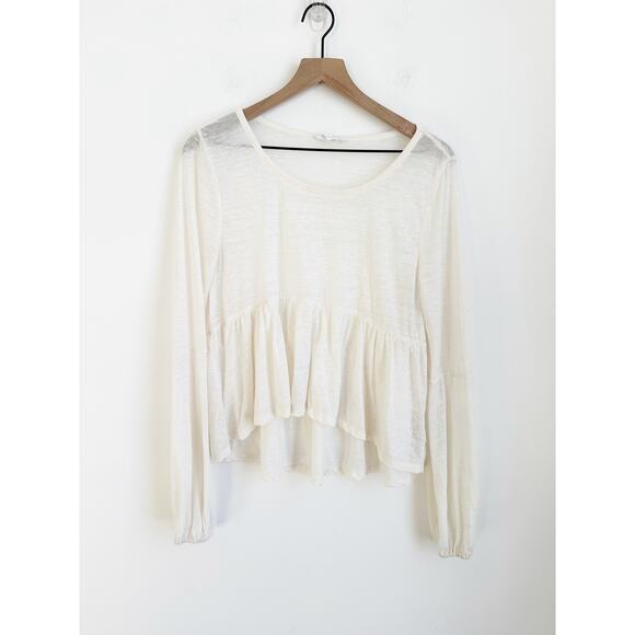 Jack by BB Dakota Loose Fit Ivory Peplum Top Small - Picture 1 of 2
